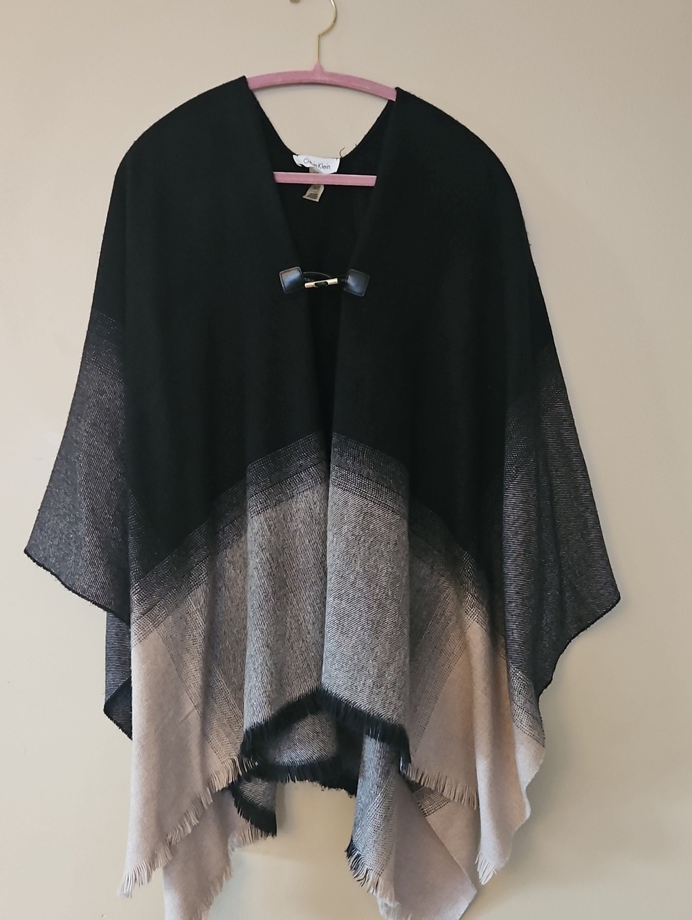 Calvin Klein Black and Beige Gradient Poncho